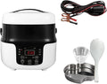 Compact 2L Rice Cooker And Food Steamer for Travel And Home Use 12V 80w