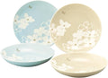 Hanae Mori MB6500-184 Curry Plate Pasta Plate Deep Plate 4 Pieces Dinnerware Set Diameter 8.3 x Depth 1.6 inches (21 x 4 cm) Floral Pattern Dishwasher Safe Microwave Safe Tableware Gift