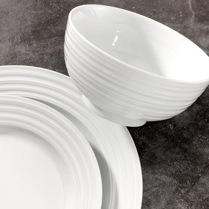 12-Piece Dinnerware Set Ceramica Table Decoration Home Bowl and Dish Set Round Tableware