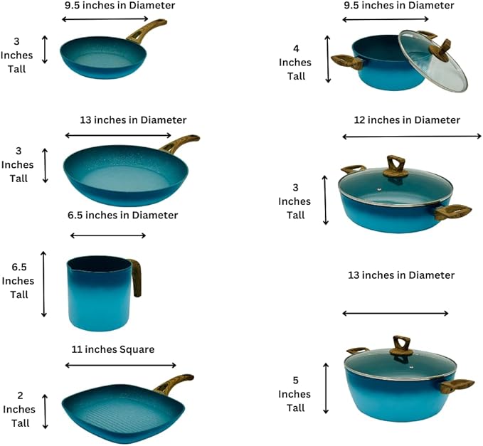 Terracotta 12 Piece Cooking Set with Milk Cup - Turquoise