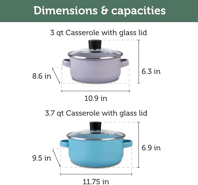 Cinsa 10-Piece Pot Set – Premium Enamel on Steel Pots with Lids Compatible with Electric Induction and Gas Stoves Multicolor