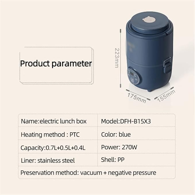 1.6L Electric Lunch Box Portable Electric Rice Cooker Heating Three-layer Bento Box Food Steamer Cooking Pot Heater (D 1)