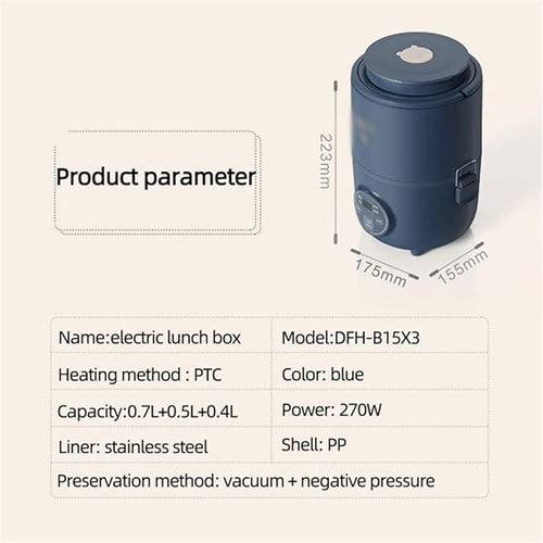1.6L Electric Lunch Box Portable Electric Rice Cooker Heating Three-layer Bento Box Food Steamer Cooking Pot Heater (D 1)
