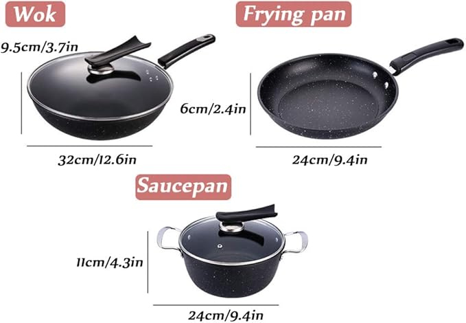 Cooking Pot Pots and PansDie-Cast Aluminum Cookware SetHome Multifunctional Cooking Pans Set with Glass Lid and Non Stick Coating