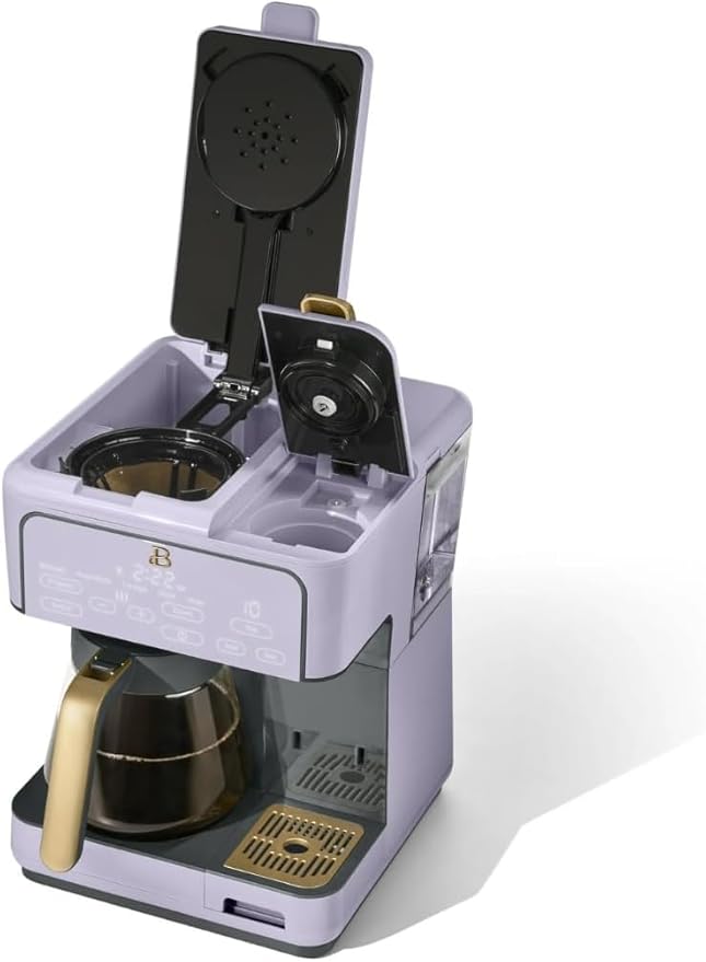 Beautiful Multi-Brew Commercial-Grade 12-Cup &amp Single-Serve Coffee Maker with Over Ice Option for Business and Personal Use by Drew Barrymore (Lavender)