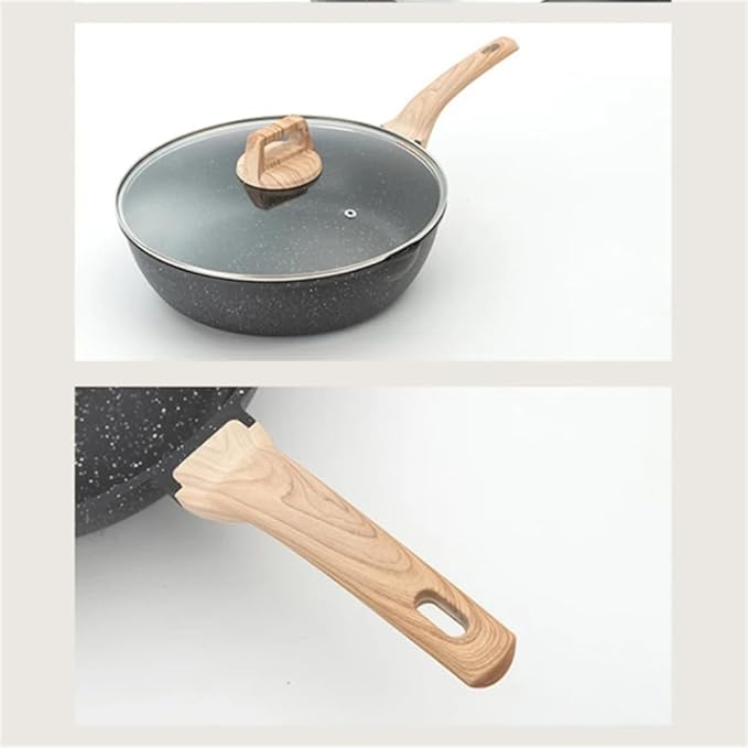 8Pcs Pots and Pans Set Non Stick Kitchen Cookware Nonstick Granite Cooking Sets with Frying Pans Saute Pan Stock Pot Sauce PanBlack8 Pc