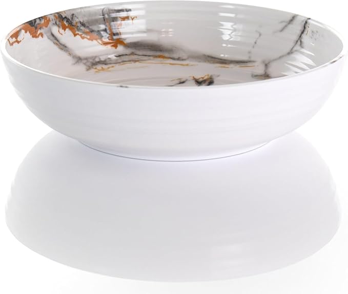 12 Piece Lightweight Melamine Dinnerware Set – Shatter-Resistant Dish Set for 4 with Plates and Bowls – Outdoor &amp Indoor Unbreakable Dinnerware (White)