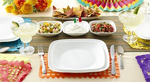 Corelle Square Pure White 18-Piece Dinnerware Set Service for 6