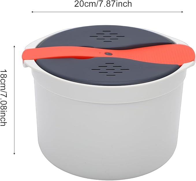 SUNGOOYUE Microwave Rice Cooker 2L PP Steamer with Steaming Tray for Rice Vegetables Pasta Quinoa Mess Free Design for Dorm Kitchen