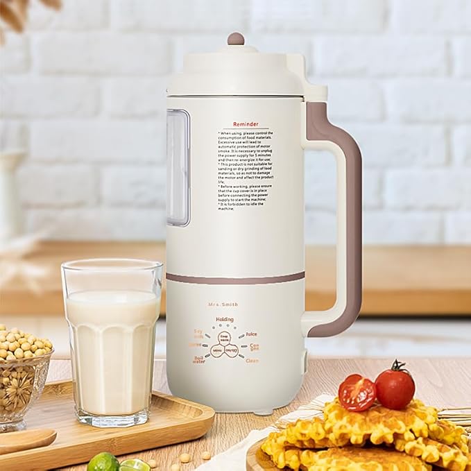 Mrs.Smith Electric Oat Milk Maker White Automatic Plant Based Milk Machine Countertop Blender with Display Window