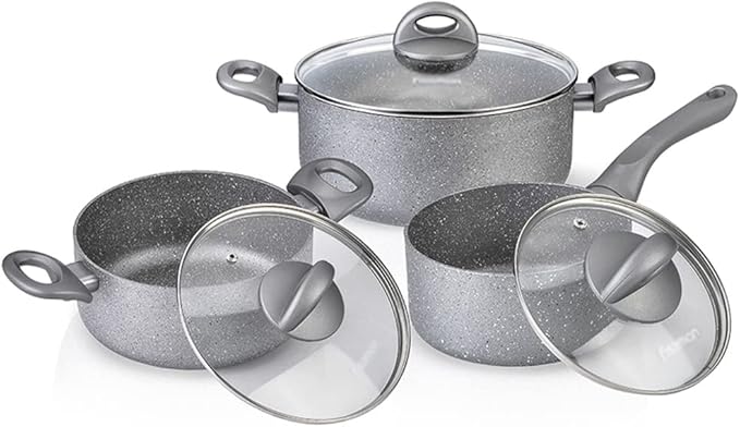 Solid 6 Piece Pan Gray Set Nonstick Nonstick Aluminum Ceramic Cookware Set Kitchen ToolsB-See Description
