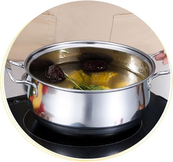 3pcs/Set Stainless Steel Cookware Set Flat Bottom Frying Pan Soup Pot Milk Pot Kit Induction Cooker Cooking Pan for Home (Color : A) (B)
