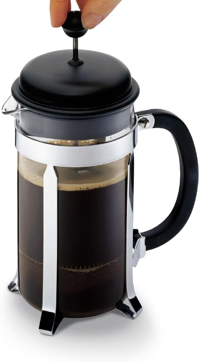 Bodum Caffettiera French Press Coffee Maker Black Plastic Lid and Stainless Steel Frame 8-Cup 34-Ounce