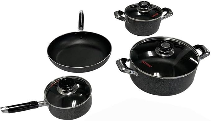 4-Piece Pots and Pans SetNonstick Kitchen Cookware with Stay-Cool HandlesBlack