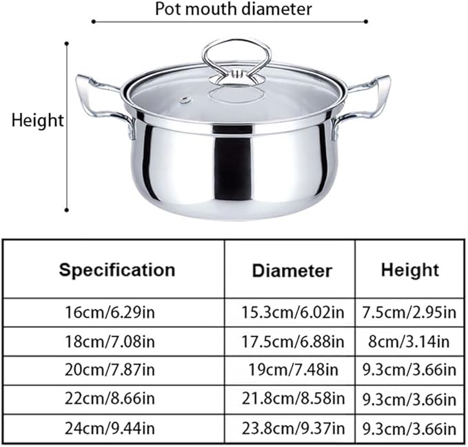 Nonstick Kitchen Cookware Sets Stainless Steel Cookware Pot Stainless Steel Cooking Pot Set with Glass Lids for Gas Electric Halogen Ceramic Induction Hobs