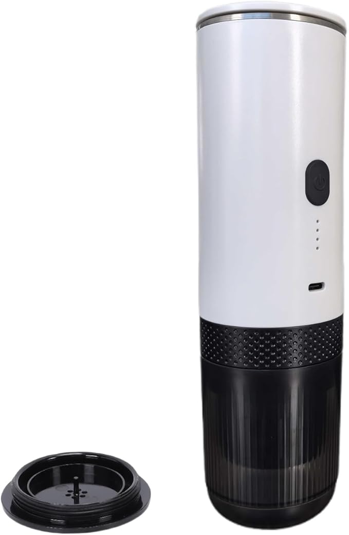Pssopp Coffee Machines Maker 20 Bar Rechargeable Grind Coffee and Capsules Dual Function Wireless Heating Machine for Home Outdoor Travel Office 2 in 1 Mini Portable (White)