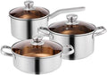 Kitchen Cookware Sets 3 Pcs Thicken Stainless Steel Cooking Soup Pot with Glass Lid Milk Pan Saucepan Kitchen Supplies Cooking Set Cooking Pots