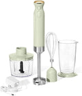 Cordless Hand Blender with 2-Cup Chopper Whisk &amp Large Measuring Cup Perfect for Cooking Smoothies Sauces Purees and Meal Prep (Sage Green)