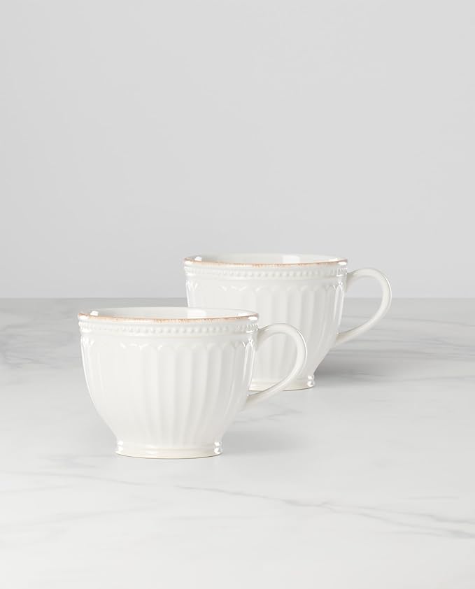 Lenox French Perle Groove 2-Piece Latte Mug Set 2.30 LB White
