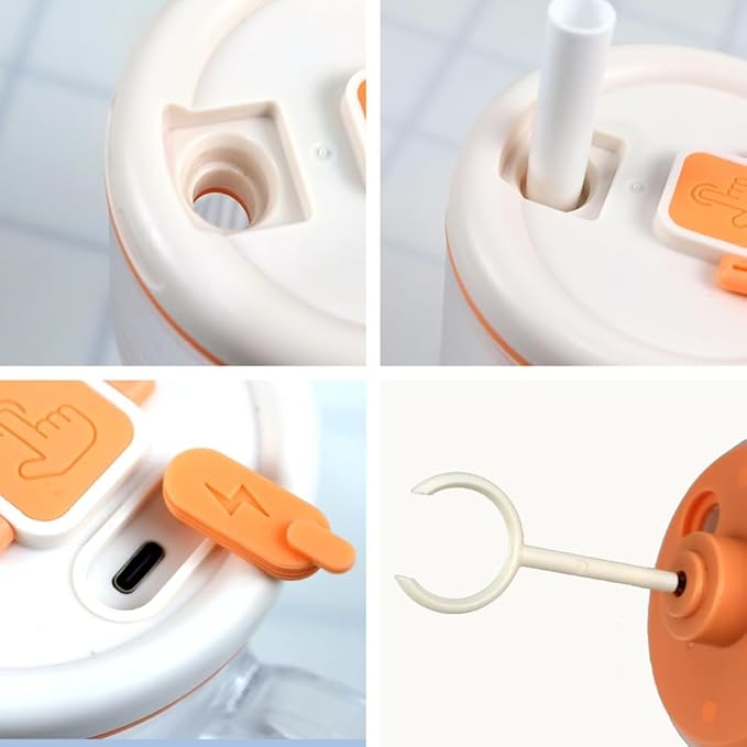 Automatic Stirring Mug - Electric Mixing Coffee Cup with Straw Cyan for Protein Shakes &amp Beverages