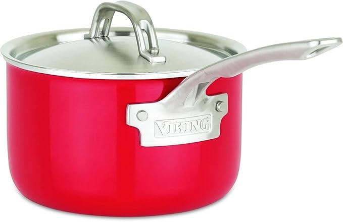 Viking Multi-Ply Color 2-Ply 11pc Cookware Set with Stainless Steel Lids Red