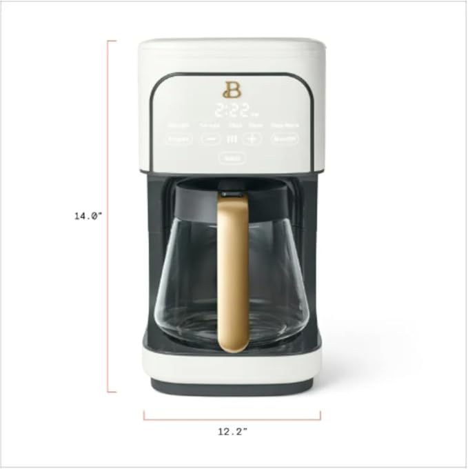12 cup Programmable Coffee Maker Digital Display Touch Activated White