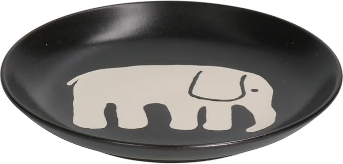 Finlayson FIN143-255 Elephanty Pattern Medium Plate Plate Diameter 5.5 inches (14 cm) Miscellaneous Goods Scandinavian Tableware Women's Present Mother's Day Black Made in Japan