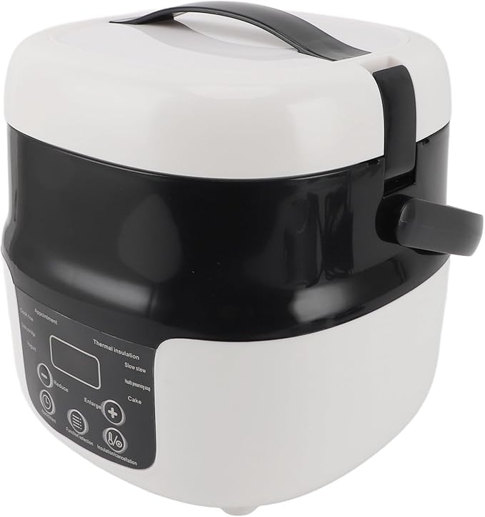 2L Car Rice Cooker Electric Rice Cooking Pot Non Stick Liner with 7 Stage Heat Control Portable Travel Rice Cooker for RV Camping and Distance Travel Includes