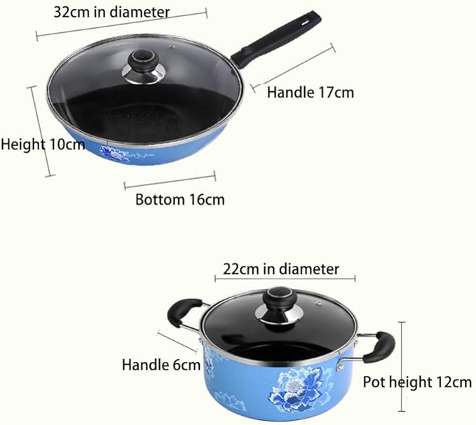 Cookware SetInduction Frying Pan and Saucepan Set with Lids Stay Cool HandlesPan Set 2 PieceCan be Used for Gas and Induction Cooker woks lid