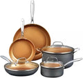 For Professional 8-Piece Hard Anodized Aluminum Ti-Ceramic Nonstick Cookware Set