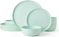 Mikasa Madison Pastel Bone China Lightweight Chip Resistant 12 Piece Dinnerware Set Mint Green