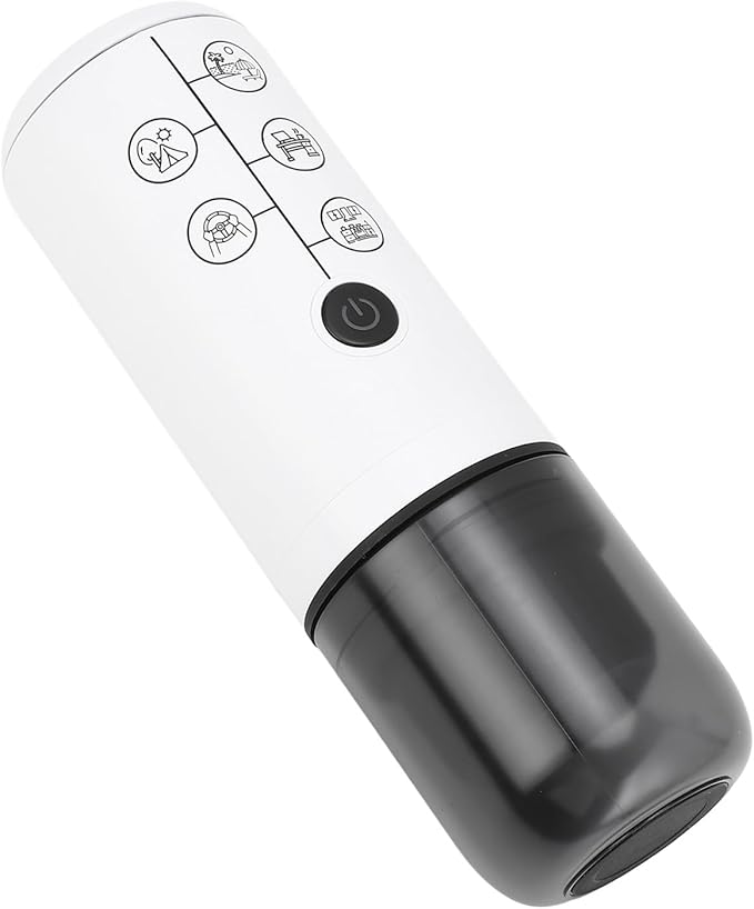 Portable Electric Coffee Machine Cordless Rechargeable 17 Bar Pressure Electric Capsule Coffee Maker for Outdoor Home (White)
