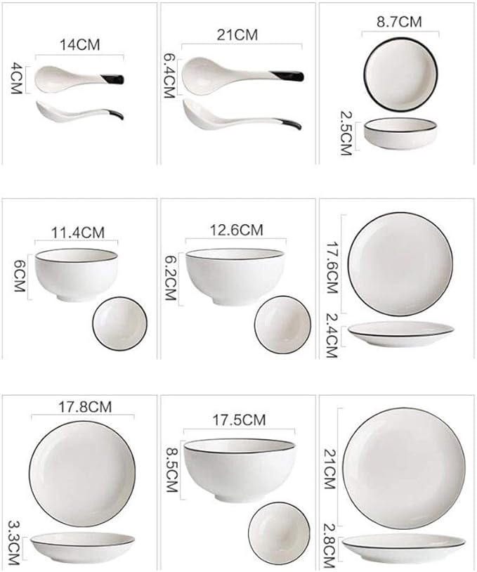 Ceramics Dinner Set Kitchen and Dining Service Durable Kitchen Dinnerware Set Dinner Salad Appitizer Dessert Plate Bowls Best for Indoor and Outdoor Party Creativity Villa Table Decor (D One Size)