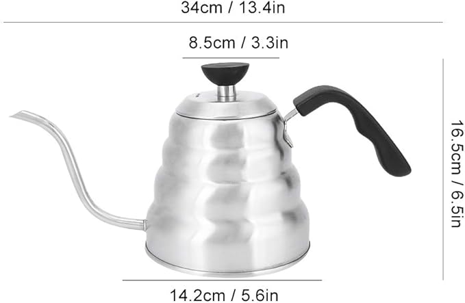 Stainless Steel Coffee Kettle Gooseneck Pot Pour Over Coffee Maker Precise Water Control Durable Scratch For Home Bar Shop 304 Stainless Steel 1200ml 1000ml (1200ml)