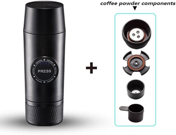 Black Portable Electric Coffee Machine Coffee Powder Capsule Dual-use Mini Espresso 18Bar Pressure USB Charging Car Coffee Machine