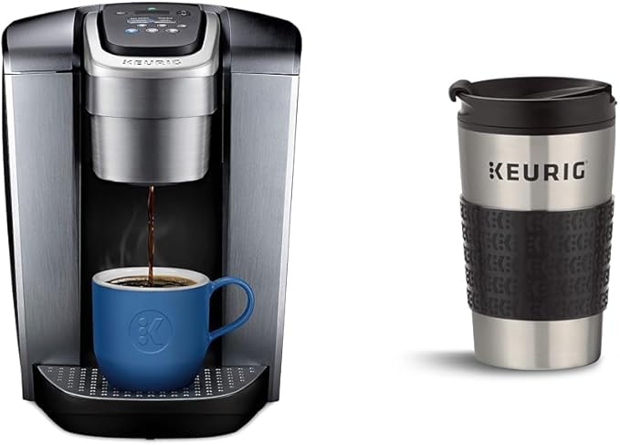 Keurig K-Elite Single-Serve K-Cup Pod Coffee Maker Brushed Silver &amp Travel Mug Fits K-Cup Pod Coffee Maker 1 Count (Pack of 1) Stainless Steel