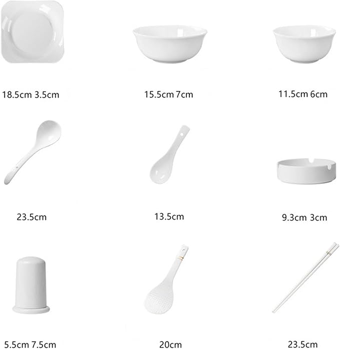 White Ceramic Dinnerware Set: Plates &amp Bowls for Kitchen Microwave &amp Dishwasher Safe Dishes Collection (10pcs)