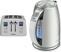 Cuisinart CPT-435P1 4-Slice Countdown Motorized Toaster Stainless Steel &amp JK-17P1 Electric Cordless Tea Kettle 1.7-Liter Capacity with 1500-Watts Stainless Steel