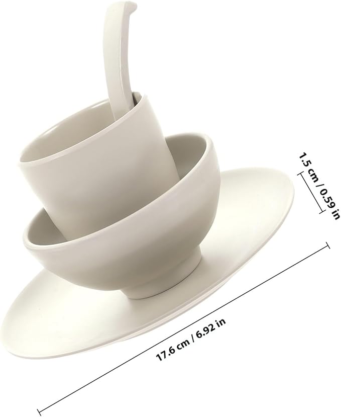 Unbreakable Dinnerware Set 4pcs Soup Rice Bowl Cup Plate Kit Matte Light Beige Melamine Tableware for Kitchen and Dining Anti-fall Lightweight Bowls and Plates for Family Use