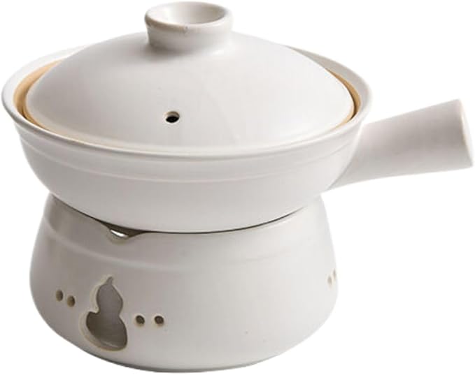 Thcbme 老式煲仔饭砂锅家用侧把单柄干烧不裂陶瓷小沙锅碳炉 Ceramic Dish Set/Ceramic Dinnerware SetsPlates and Bowls/圆形砂锅底座 大侧把砂锅_粗陶