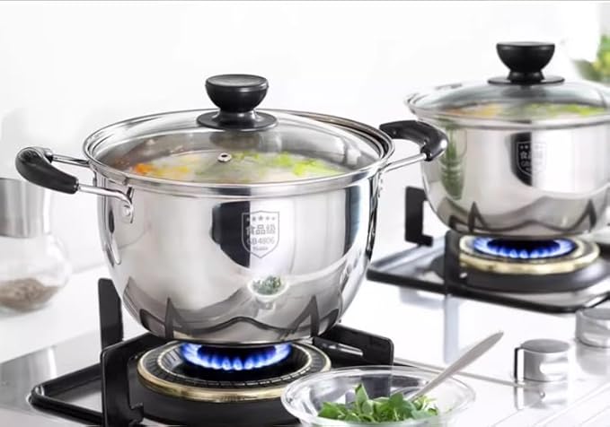RUVOO Cookware Set Pots and Pans 3pcs Cooking Pot Pot Set Combination Stainless Steel Steamer Soup Pot Milk Pot Household Cookware Sets Kitchen Cooking Set