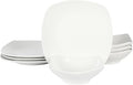 Gibson Home Zen Buffet Matte Porcelain Chip and Scratch Resistant Plates and Bowls Dinnerware Set - White Service for 4 (8pcs)