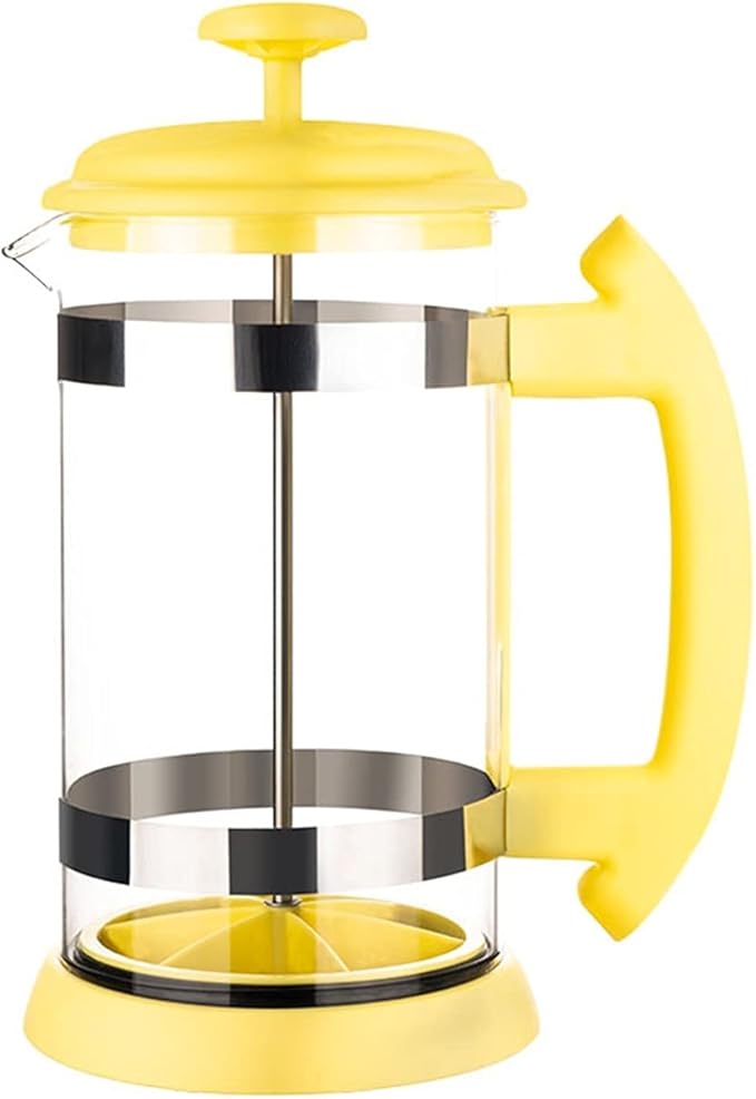 HASMI Coffee Kettle Coffee Kettle Stainless Steel Glass Teapot Coffee Tea Percolator Filter Press Plunger 1000ml Manual Coffee Espresso Maker Pot Coffee Maker (Color : Yellow) Dingzhebo2022
