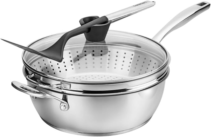 Cuisinart Preferred Pan 4-Pc Set - Stainless Steel (4.5 Qt. Multi-Purpose Pan w/Cover Steamer Slotted Turner)