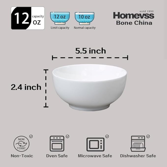 Bone China Coupe Shape Elegance White Bowl 5.5 Case of 6