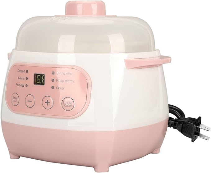 Sorandy 1L Electric Stew Pot 200W Compact Cooker with Anti Dry Burn 24H Reservation Easy to Use and for Rice Porridge Soup (US Plug 110V) Sorandyfgprhszc1e-12