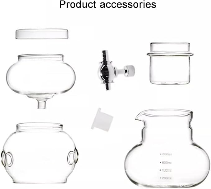 Iced Dripper Coffee Maker Smooth Slow Cold Drip Coffee Brewer with Adjustable Dripper 800ml Glass Pot Reusable Filter Ice Coffee or Iced Tea Makers Makes 4-6 Cups
