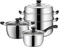 Cookware Set Pots and Pans Set 3pcs Cooking Pot Pot Set Combination Stainless Steel Steamer Soup Pot Milk Pot Household Cookware Sets Cooking Pot Set Cooking Pan Set