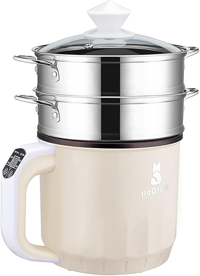 Rice Cooker - Rice Cooker With Steamer Basket 1.9L Rice Cooker All-in-one Multifunctional Home Cooker/Frying Pan/Wok/Soup Pot Steamed Healthy Food And Vegetables (Color : White+2 Steamer)