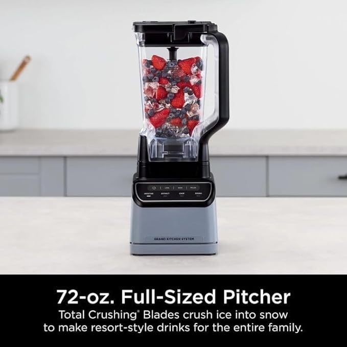 Grand Kitchen System 1200W Blender Food Processor Combo with Auto-iQ 72oz Pitcher 8-Cup Bowl for Smoothies &amp Dough